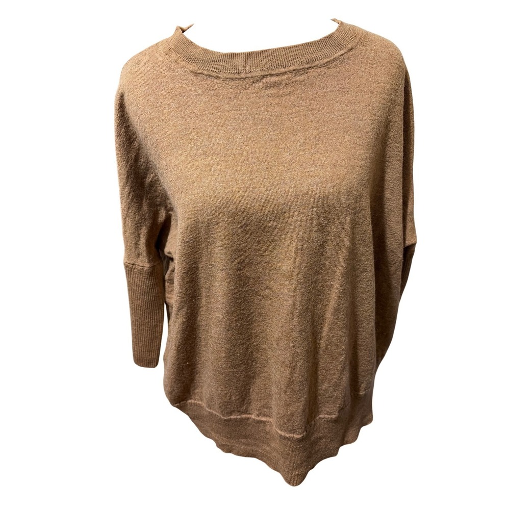Anthropologie Camel Brown Wool Blend Boxy Tight Knit L Sweater Minimalist
Tan